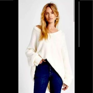 NWT Free People Brookside Tunic Sweater Ivory L